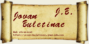 Jovan Buletinac vizit kartica